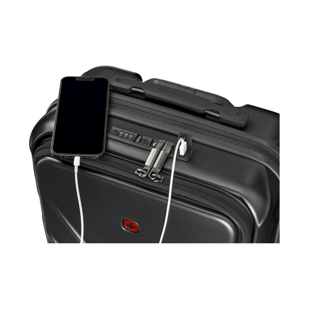 Wenger Amplix Hardside Carry-on Luggage with USB Ports Black