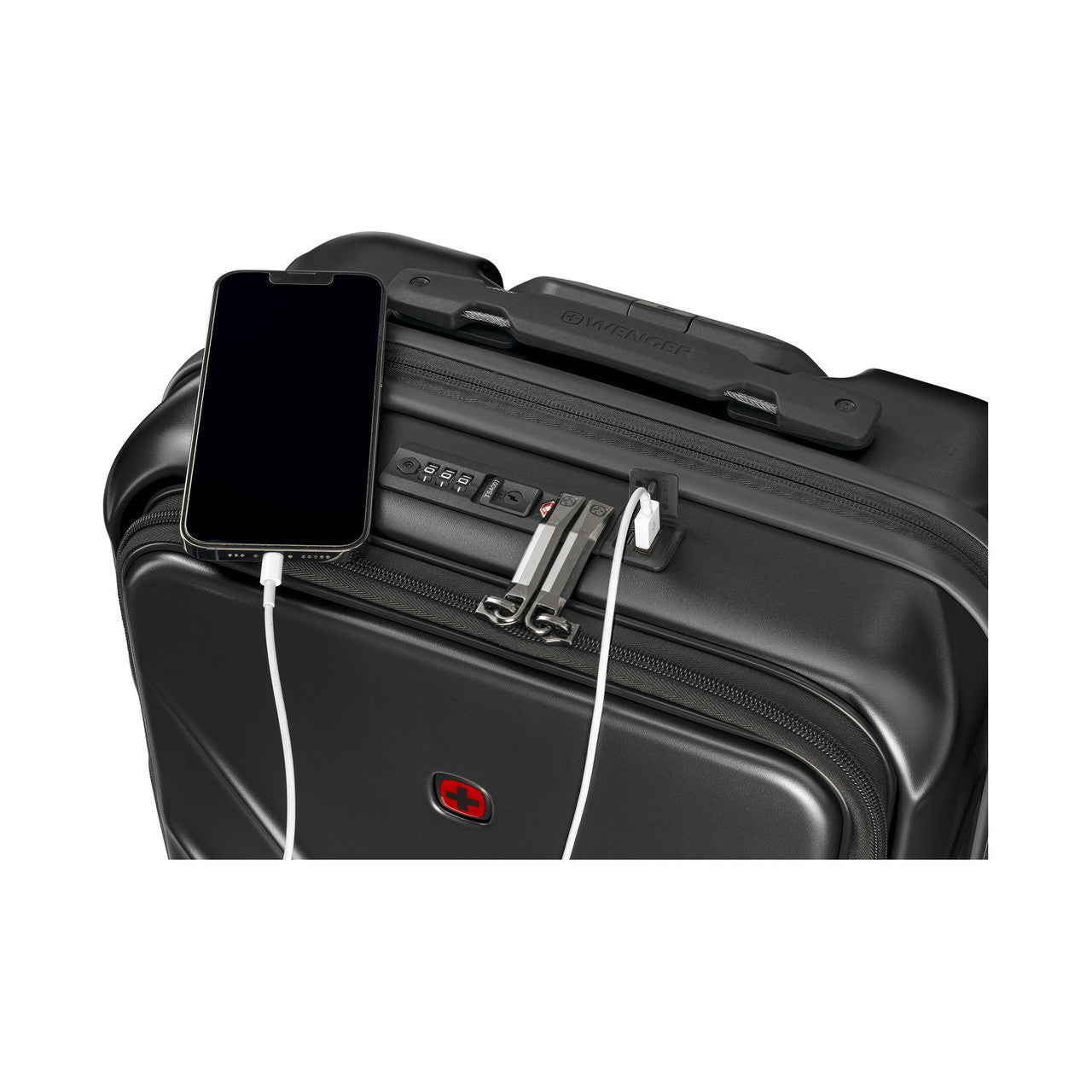 Wenger Amplix Hardside Carry-on Luggage with USB Ports Black
