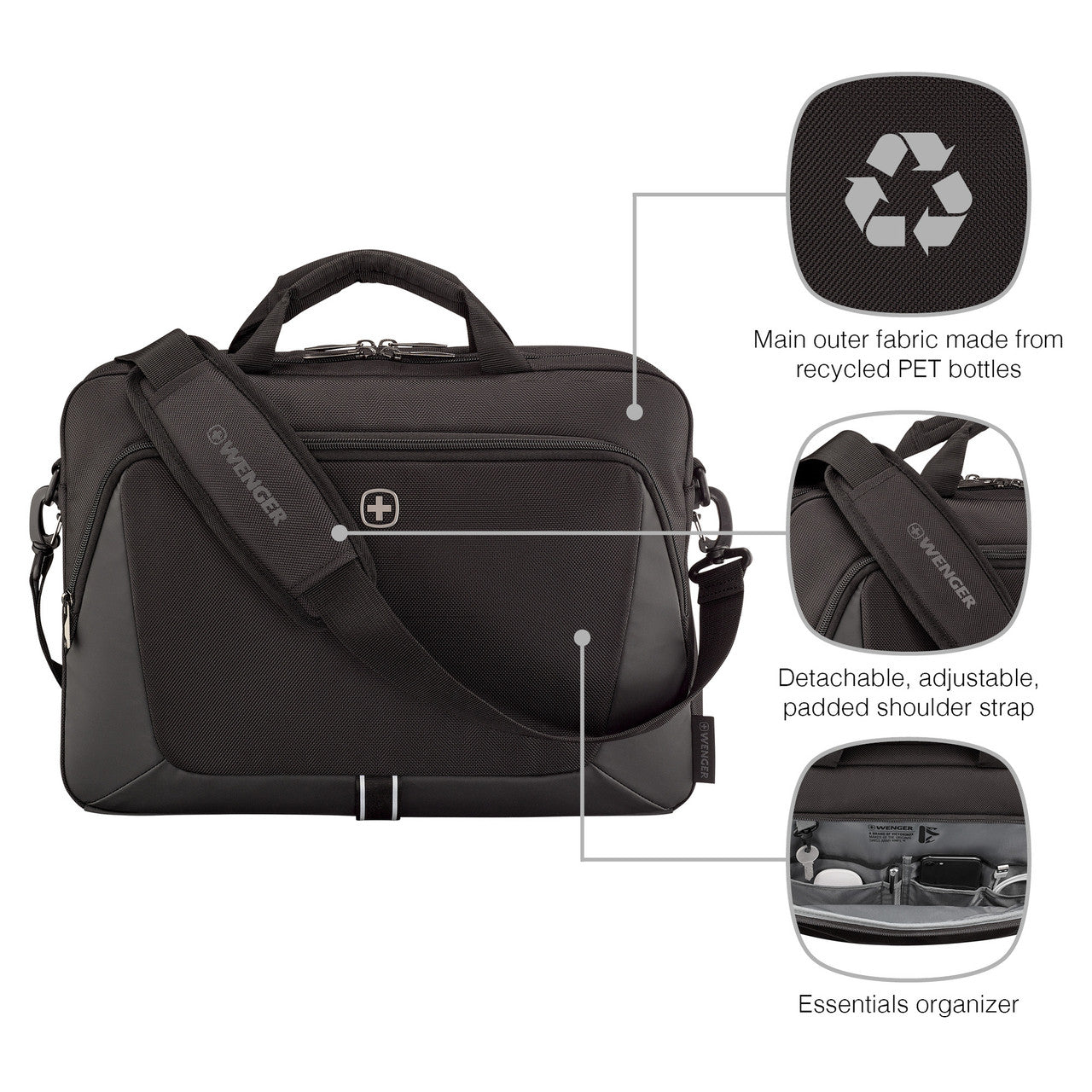 Wenger Sustainable Laptop Briefcase 16 Inch With Trolley Strap