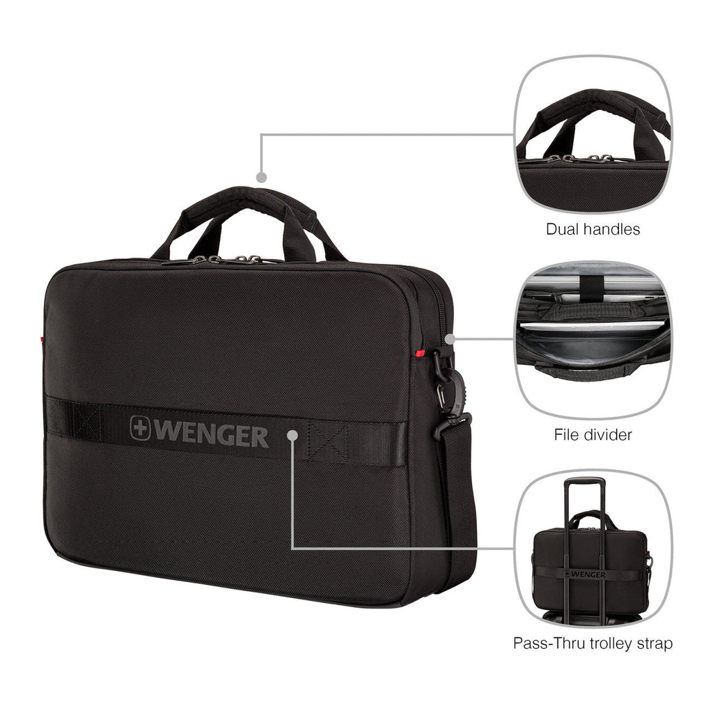 Wenger Sustainable Laptop Briefcase 16 Inch With Trolley Strap